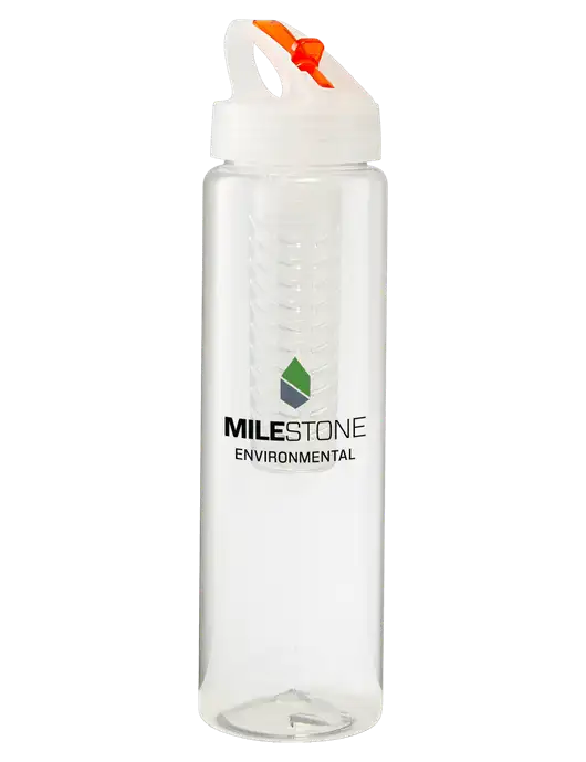 Buddy Infuser Orange 32 oz PET Bottle with Flip Lid w/Milestone Environmental Logo