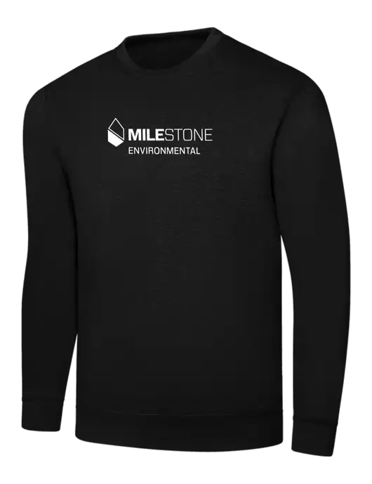 Black 7.8 oz Ring Spun Crew Sweatshirt w/Milestone Environmental Logo