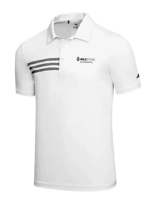 Adidas White 3 Stripes Chest Polo w/Milestone Environmental Logo