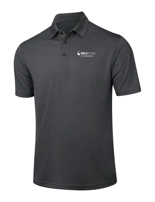 Dark Grey Heather Contender Polo w/Milestone Environmental Logo