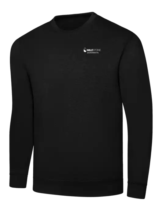 Black 7.8 oz Ring Spun Crew Sweatshirt w/Milestone Environmental Logo