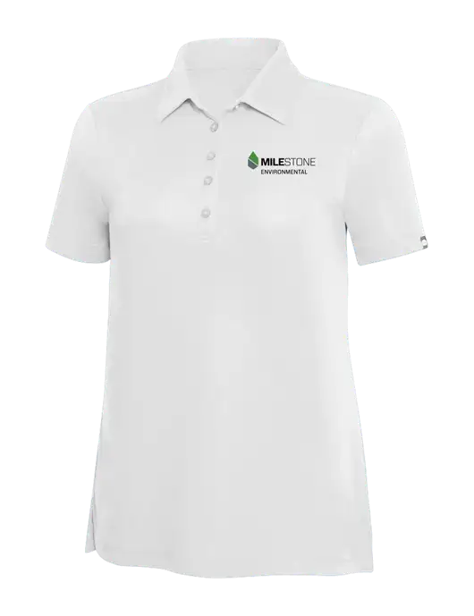 TravisMathew White Solid Womens Oceanside Polo w/Milestone Environmental Logo
