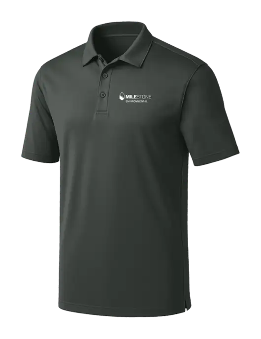 Dark Grey Silk Touch Performance Polo w/Milestone Environmental Logo