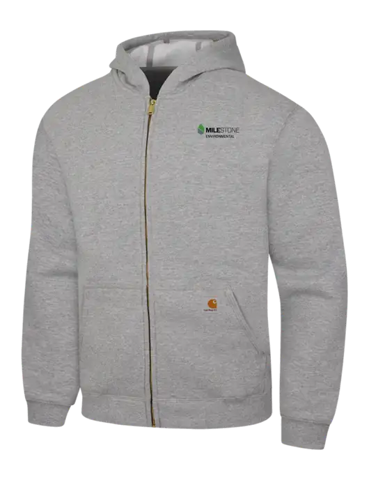 Carhartt Light Grey Heather Midweight Hooded Zip-Front Sweatshirt w/Milestone Environmental Logo