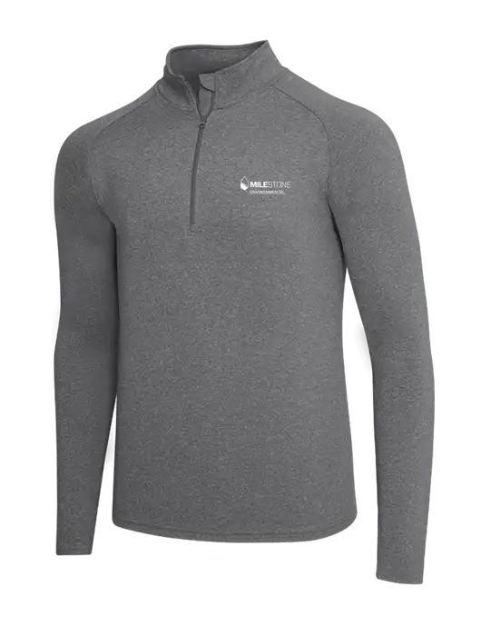 Dark Grey Heather Sport Wick Stretch 1/4 Zip Pullover w/Milestone Environmental Logo
