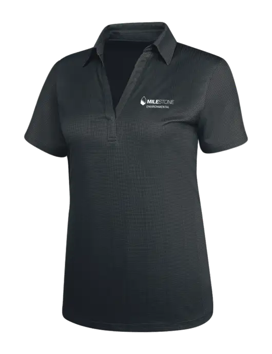 Dark Grey Womens Performance Fine Jacquard Polo w/Milestone Environmental Logo