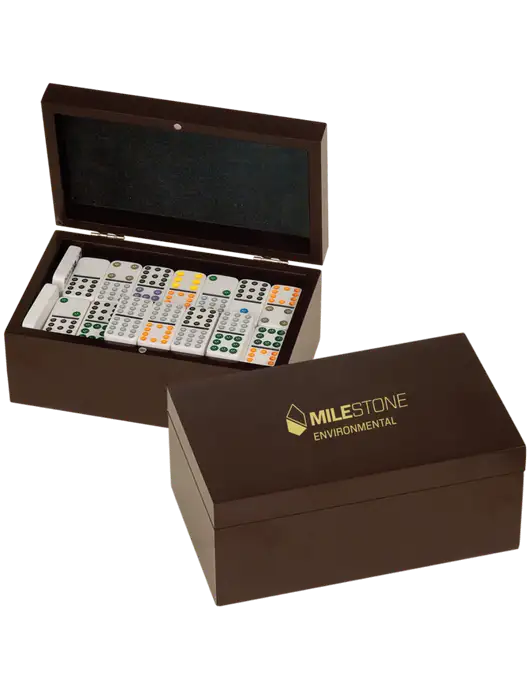 Rosewood Double Twelves 91 Piece Dominos Set w/Milestone Environmental Logo
