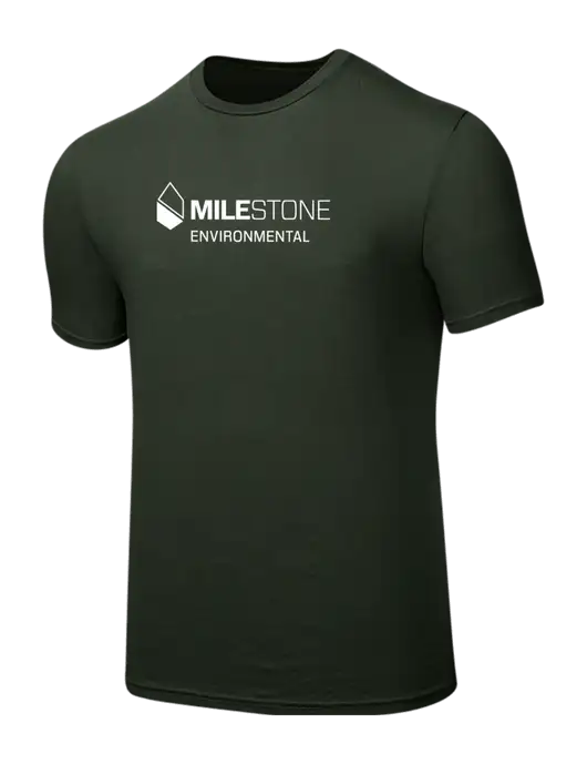 Seriously Soft Dark Olive T-Shirt w/Milestone Environmental Logo