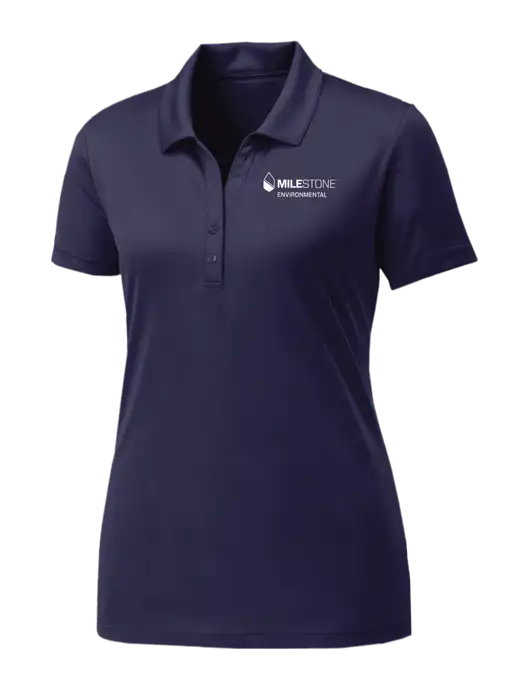 Womens Navy PosiCharge Competitor Polo w/Milestone Environmental Logo