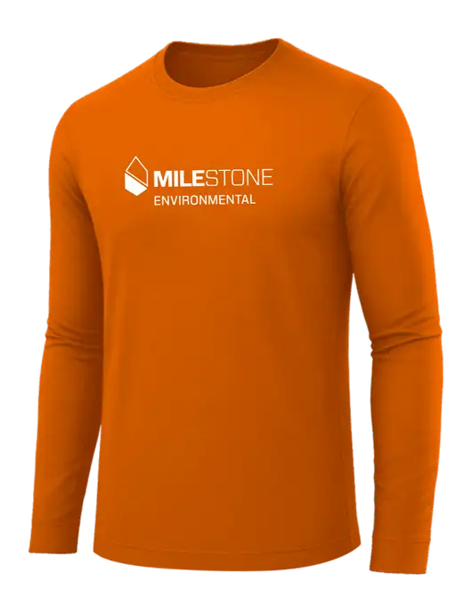 Long Sleeve Dark Orange PosiCharge Competitor Tee w/Milestone Environmental Logo