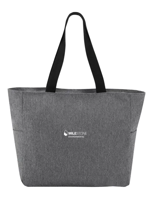 Everyday Heather Grey Zip Tote  w/Milestone Environmental Logo