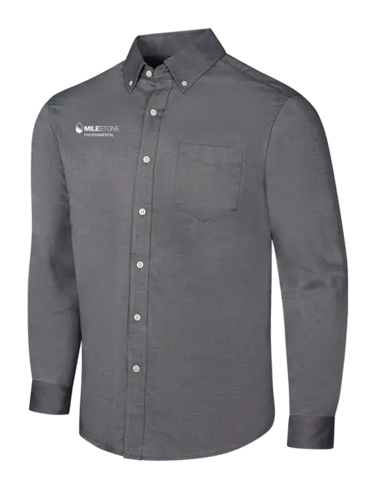 Dark Grey SuperPro Oxford Shirt w/Milestone Environmental Logo