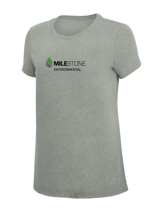 Womens Simply Soft Grey Frost 4.5oz  Poly/Combed Ring Spun Cotton T-Shirt w/Milestone Environmental Logo
