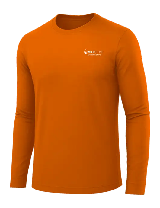 Long Sleeve Dark Orange PosiCharge Competitor Tee w/Milestone Environmental Logo