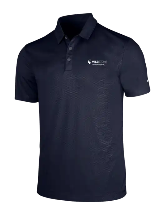 NIKE Dark Navy Dri-Fit Embossed Tri-Blade Polo w/Milestone Environmental Logo