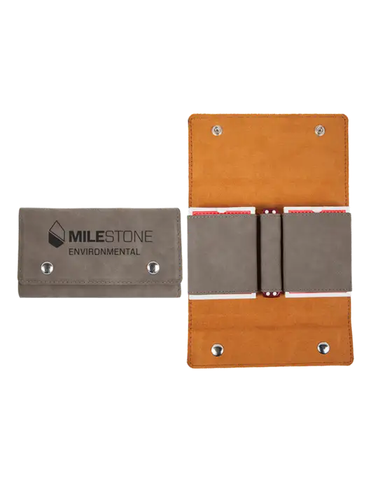 Grey Leatherette Card & Dice Set w/Milestone Environmental Logo