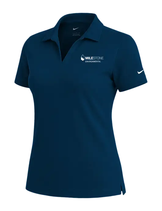 NIKE Navy Womens Dri-Fit Micro Pique Polo w/Milestone Environmental Logo