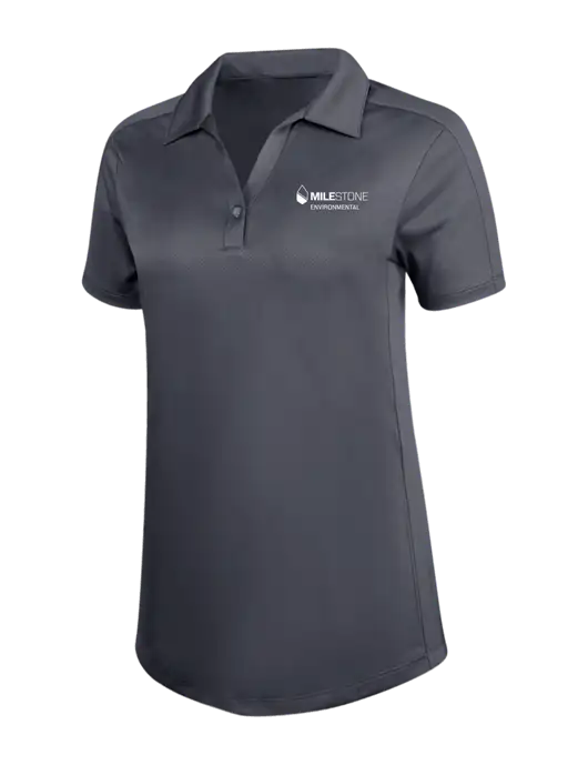 Womens Dark Grey Diamond Jacquard Polo w/Milestone Environmental Logo