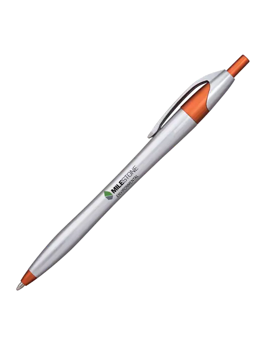 Novella Orange/Chrome Bright Pen - Blue Ink w/Milestone Environmental Logo