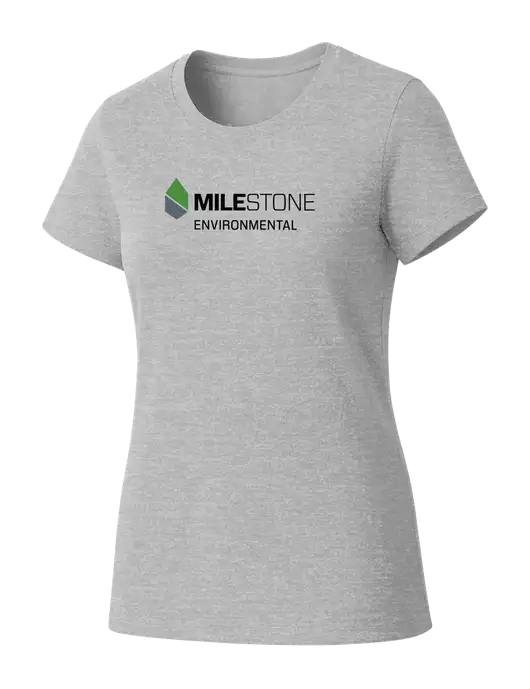 Womens Seriously Soft Light Heathered Grey T-Shirt w/Milestone Environmental Logo