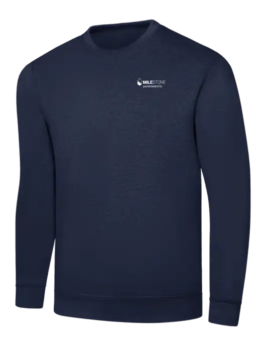 Navy 7.8 oz Ring Spun Crew Sweatshirt w/Milestone Environmental Logo