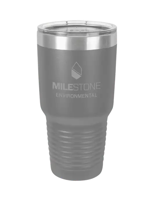 Polar Camel 30 oz Powder Coated Grey Vacuum Insulated Tumbler w/Milestone Environmental Logo