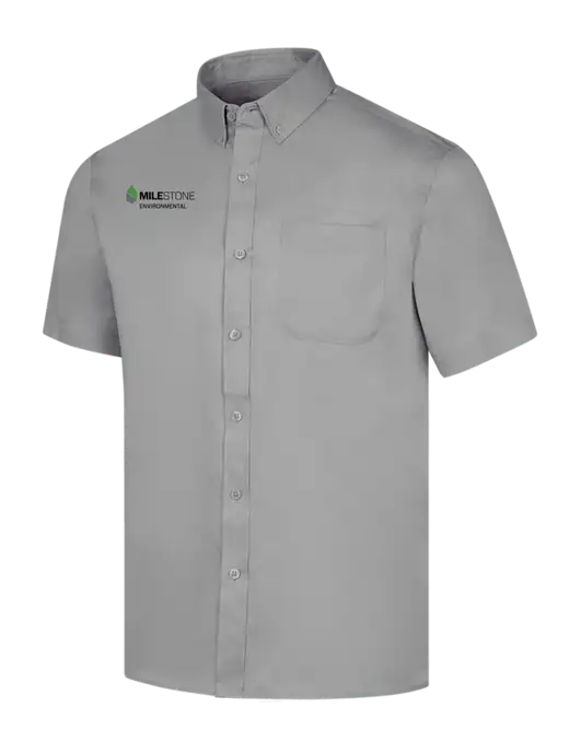 Short Sleeve Light Grey Superpro React Twill Shirt w/Milestone Environmental Logo
