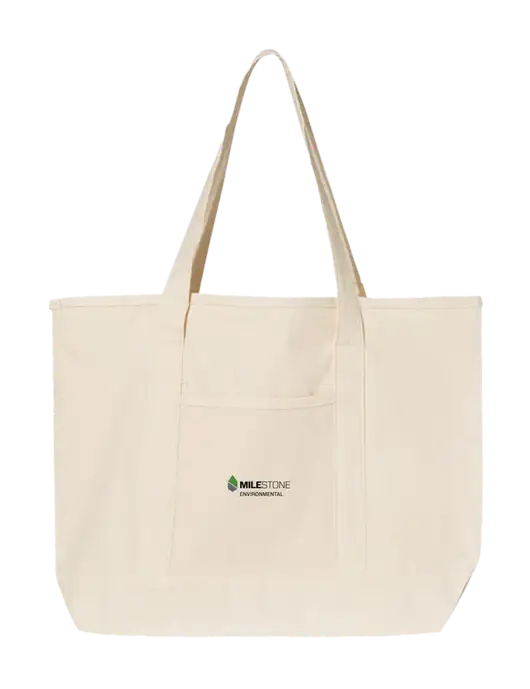 Natural Large Canvas Deluxe Tote w/Milestone Environmental Logo