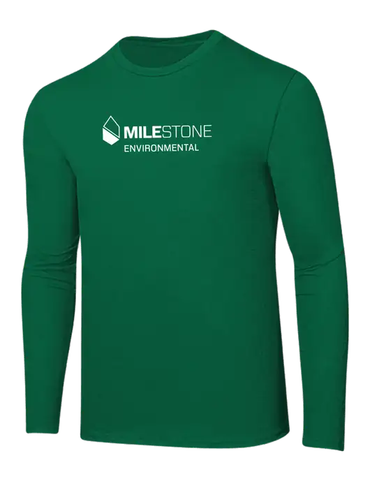 Ring Spun Kelly Green 4.5 oz Long Sleeve T-Shirt w/Milestone Environmental Logo