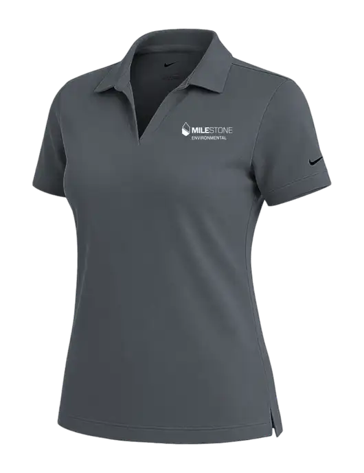 NIKE Dark Grey Womens Dri-Fit Micro Pique Polo w/Milestone Environmental Logo