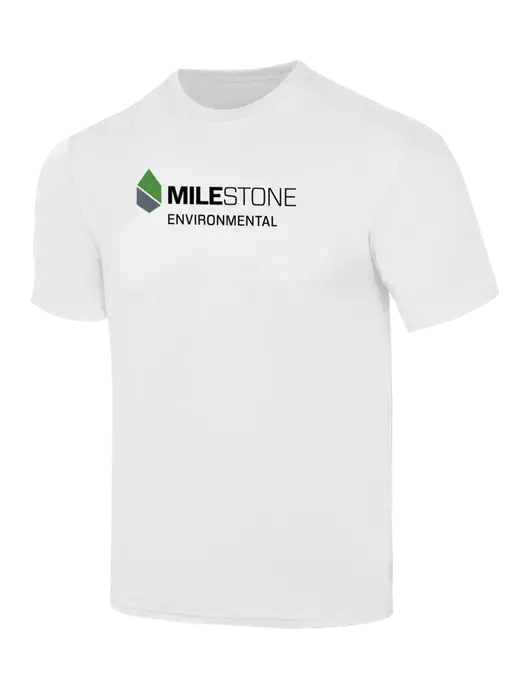 Simply Soft White 4.5oz  Poly/Combed Ring Spun Cotton T-Shirt w/Milestone Environmental Logo