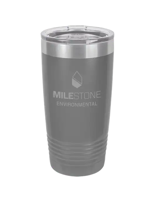 Polar Camel 20 oz Powder Coated Grey Vacuum Insulated Tumbler  w/Milestone Environmental Logo