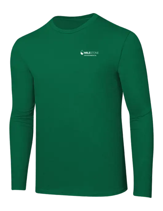 Ring Spun Kelly Green 4.5 oz Long Sleeve T-Shirt w/Milestone Environmental Logo
