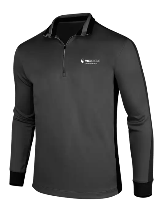NIKE Anthracite Heather/Black Dry-Fit 1/2 Zip Cover-Up w/Milestone Environmental Logo