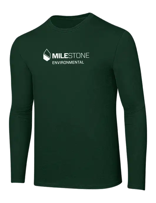 Ring Spun Forest Green 4.5 oz Long Sleeve T-Shirt w/Milestone Environmental Logo