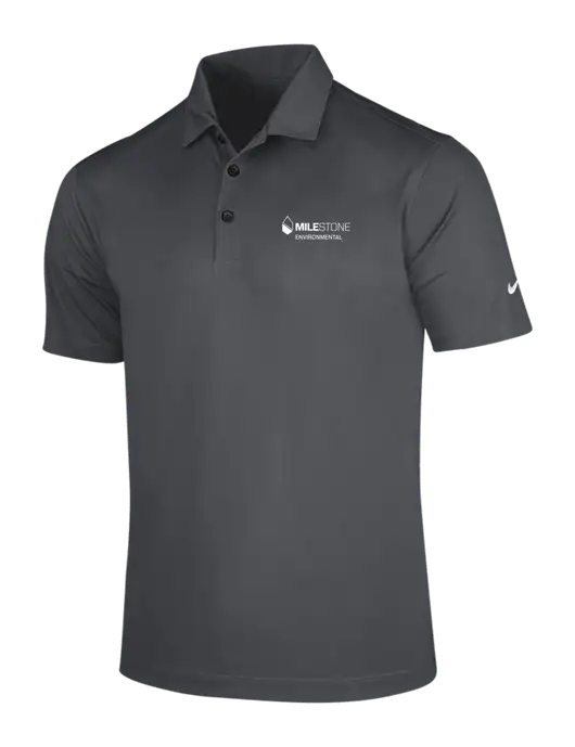 NIKE Dark Grey Dri-Fit Vertical Mesh Polo w/Milestone Environmental Logo