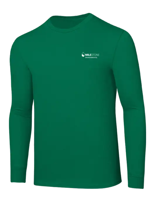 Core Blend Kelly Green Long Sleeve Tee w/Milestone Environmental Logo
