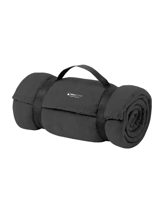Casual Midnight Heather Fleece Blanket With Strap w/Milestone Environmental Logo
