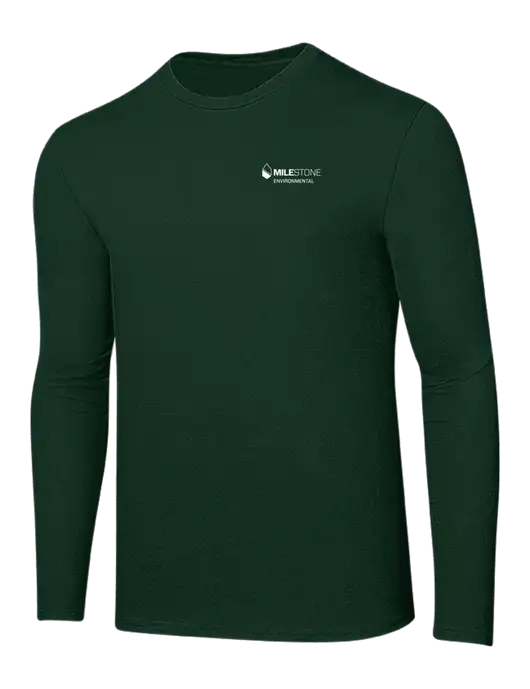 Ring Spun Forest Green 4.5 oz Long Sleeve T-Shirt w/Milestone Environmental Logo