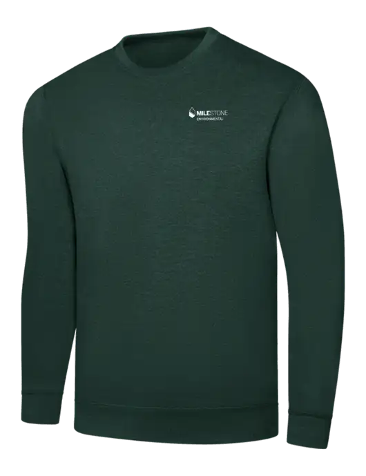 Dark Green 7.8 oz Ring Spun Crew Sweatshirt w/Milestone Environmental Logo