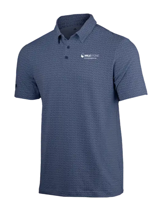 Adidas Light Navy Printed Blend Polo w/Milestone Environmental Logo