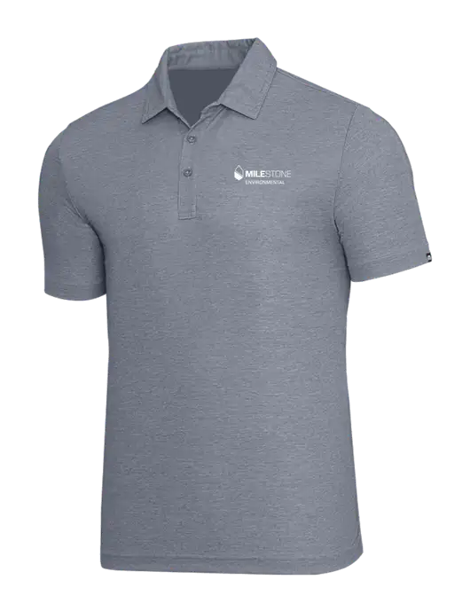 TravisMathew Navy Heather Oceanside Polo w/Milestone Environmental Logo