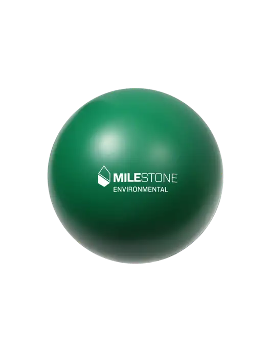 Medium Dark Green Stress Reliever Ball w/Milestone Environmental Logo