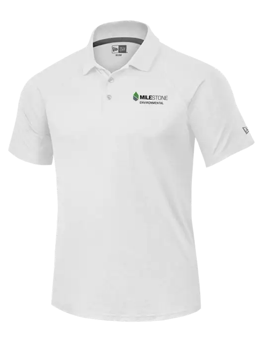 New Era Power White Polo w/Milestone Environmental Logo