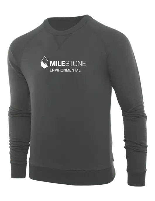 Allmade Charcoal Grey Organic French Terry Crewneck Sweatshirt w/Milestone Environmental Logo