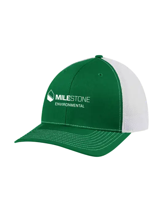 Richardson Adjustable Snapback Original 112 Trucker Cap Kelly w/White Mesh w/Milestone Environmental Logo