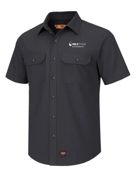 Red Kap Charcoal Short Sleeve Solid Ripstop Shirt w/Milestone Environmental Logo