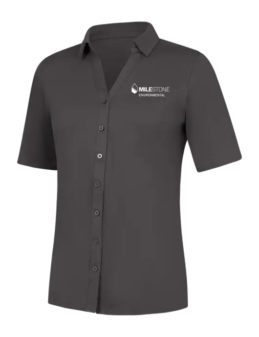 Womens Dark Grey City Stretch Top w/Milestone Environmental Logo