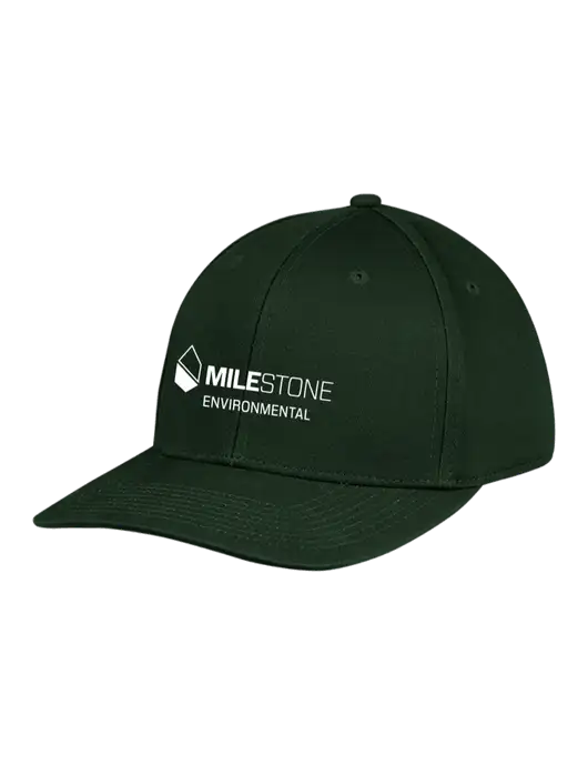 Premium Modern Structured Twill Dark Green Snapback Cap w/Milestone Environmental Logo
