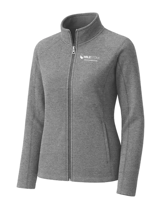 Medium Grey Womens Heather Microfleece Full-Zip Jacket w/Milestone Environmental Logo